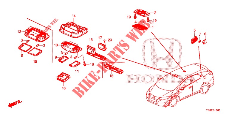 INTERIOR LIGHT  for Honda CIVIC TOURER DIESEL 1.6 EX 5 Doors 6 speed manual 2015