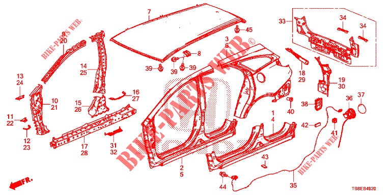 OUTER PANELS/REAR PANEL  for Honda CIVIC TOURER DIESEL 1.6 EX 5 Doors 6 speed manual 2015