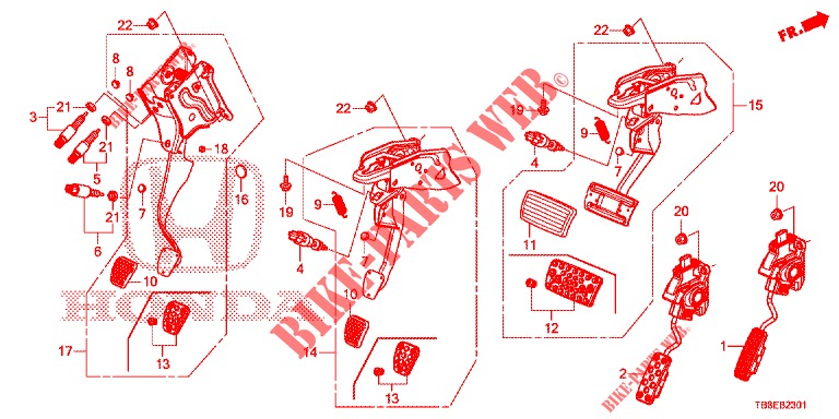 PEDAL (RH) for Honda CIVIC TOURER DIESEL 1.6 EX 5 Doors 6 speed manual 2015