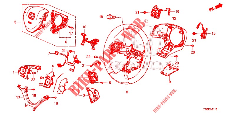 STEERING WHEEL ( 0C199999)  for Honda CIVIC TOURER DIESEL 1.6 EX 5 Doors 6 speed manual 2015