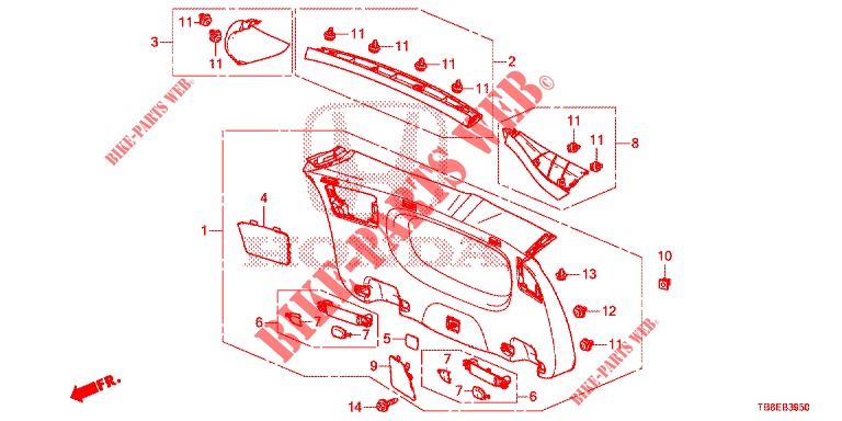 TAILGATE LINING/ REAR PANEL LINING (2D)  for Honda CIVIC TOURER DIESEL 1.6 EX 5 Doors 6 speed manual 2015