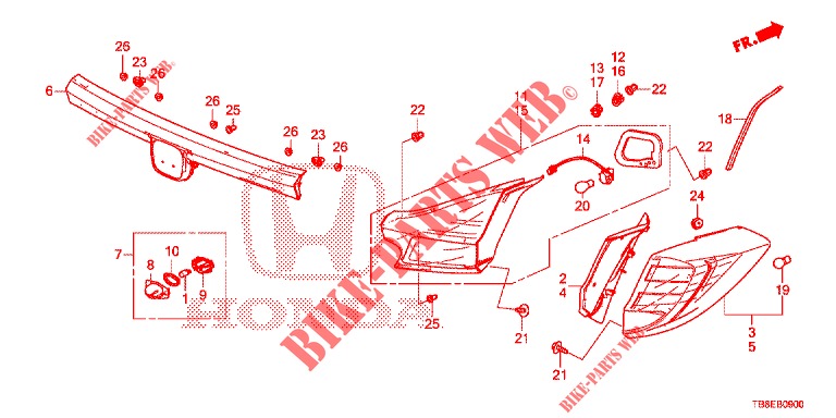 TAILLIGHT/LICENSE LIGHT (PGM FI)  for Honda CIVIC TOURER DIESEL 1.6 EX 5 Doors 6 speed manual 2015