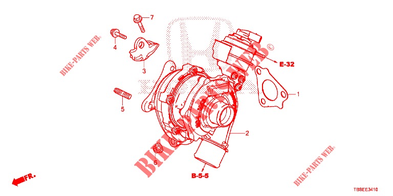 TURBOCHARGER SYSTEM (DIESEL) for Honda CIVIC TOURER DIESEL 1.6 EX 5 Doors 6 speed manual 2015