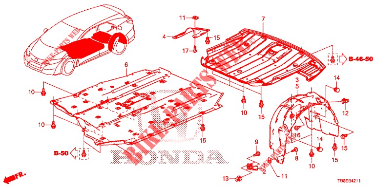 UNDER COVER  for Honda CIVIC TOURER DIESEL 1.6 EX 5 Doors 6 speed manual 2015