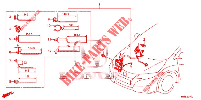 WIRE HARNESS (4) (RH) for Honda CIVIC TOURER DIESEL 1.6 EX 5 Doors 6 speed manual 2015