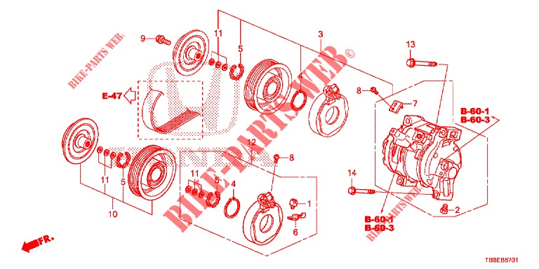 AIR CONDITIONER (COMPRESSEUR) (DIESEL) for Honda CIVIC TOURER DIESEL 1.6 EXGT 5 Doors 6 speed manual 2015