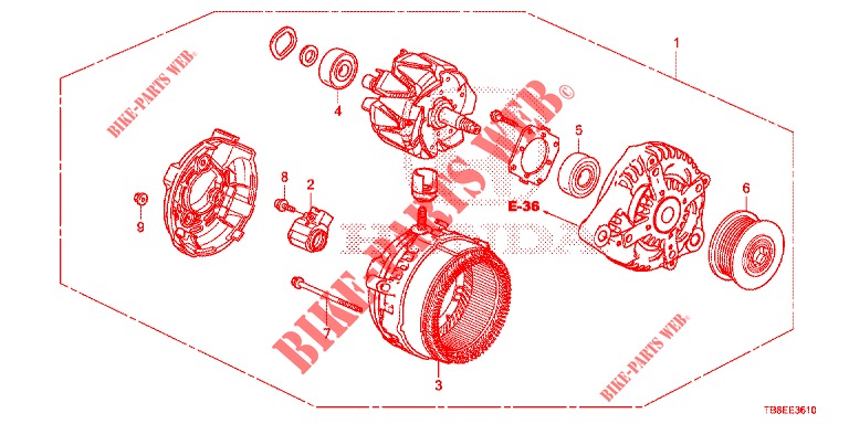 ALTERNATOR (DIESEL) (DENSO) for Honda CIVIC TOURER DIESEL 1.6 EXGT 5 Doors 6 speed manual 2015