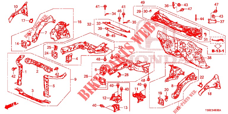 FRONT BULKHEAD/DASHBOARD  for Honda CIVIC TOURER DIESEL 1.6 EXGT 5 Doors 6 speed manual 2015