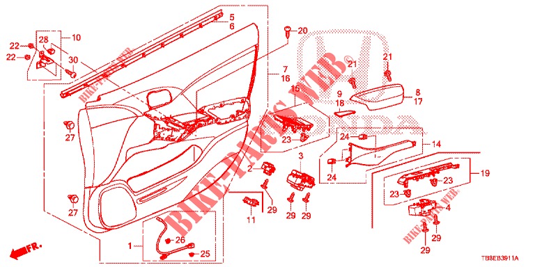 FRONT DOOR LINING (RH) for Honda CIVIC TOURER DIESEL 1.6 EXGT 5 Doors 6 speed manual 2015