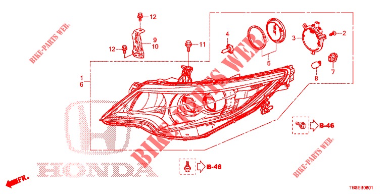 HEADLIGHT (LED) for Honda CIVIC TOURER DIESEL 1.6 EXGT 5 Doors 6 speed manual 2015