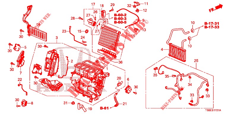 HEATER UNIT (RH) for Honda CIVIC TOURER DIESEL 1.6 EXGT 5 Doors 6 speed manual 2015