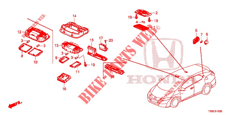 INTERIOR LIGHT  for Honda CIVIC TOURER DIESEL 1.6 EXGT 5 Doors 6 speed manual 2015