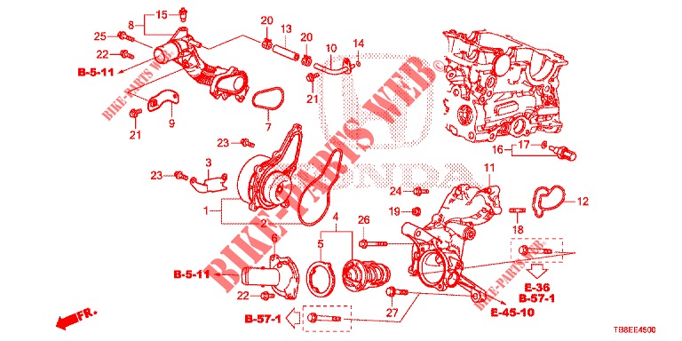 WATER PUMP/THERMOSTAT (DIESEL) for Honda CIVIC TOURER DIESEL 1.6 EXGT 5 Doors 6 speed manual 2015