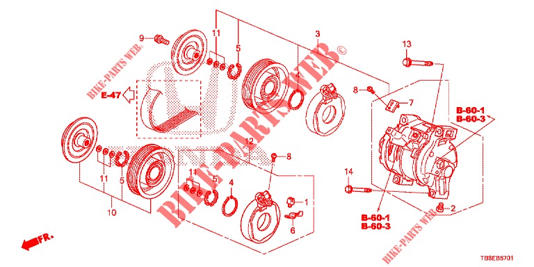 AIR CONDITIONER (COMPRESSEUR) (DIESEL) for Honda CIVIC TOURER DIESEL 1.6 SE 5 Doors 6 speed manual 2015