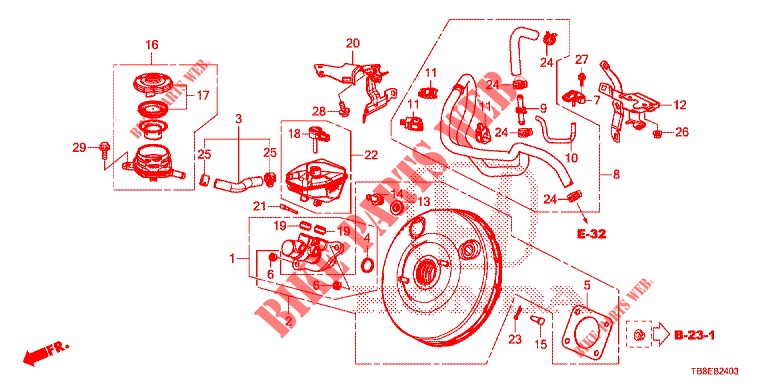 BRAKE MASTER CYLINDER/MAS TER POWER (RH) (DIESEL) for Honda CIVIC TOURER DIESEL 1.6 SE 5 Doors 6 speed manual 2015