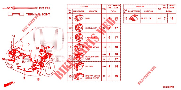 ELECTRICAL CONNECTORS (AVANT) (DIESEL) for Honda CIVIC TOURER DIESEL 1.6 SE 5 Doors 6 speed manual 2015