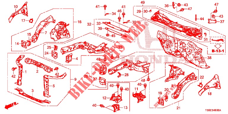 FRONT BULKHEAD/DASHBOARD  for Honda CIVIC TOURER DIESEL 1.6 SE 5 Doors 6 speed manual 2015