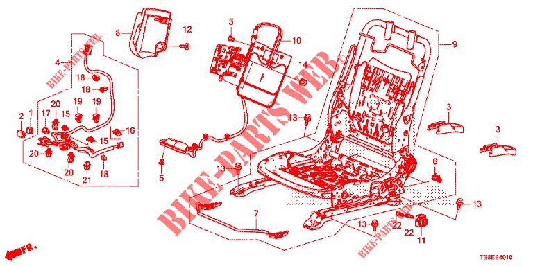FRONT SEAT COMPONENTS (G.) (1) for Honda CIVIC TOURER DIESEL 1.6 SE 5 Doors 6 speed manual 2015