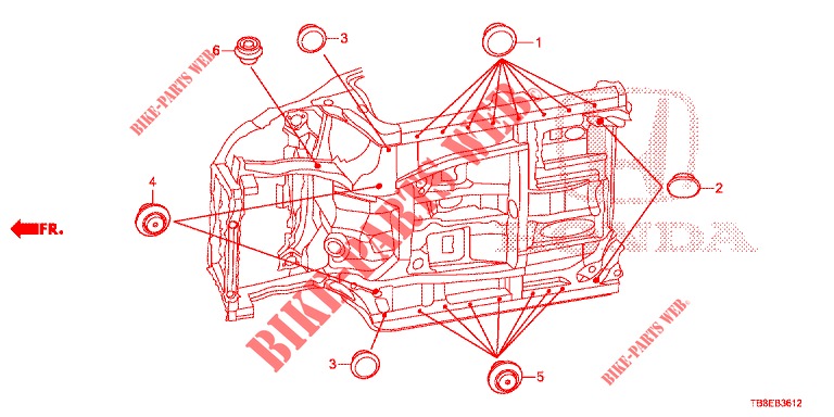 GROMMET (INFERIEUR) for Honda CIVIC TOURER DIESEL 1.6 SE 5 Doors 6 speed manual 2015