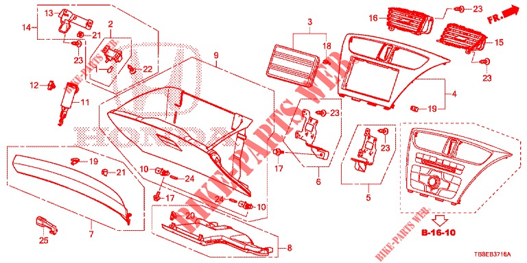 INSTRUMENT GARNISH (COTE DE PASSAGER) (RH) for Honda CIVIC TOURER DIESEL 1.6 SE 5 Doors 6 speed manual 2015