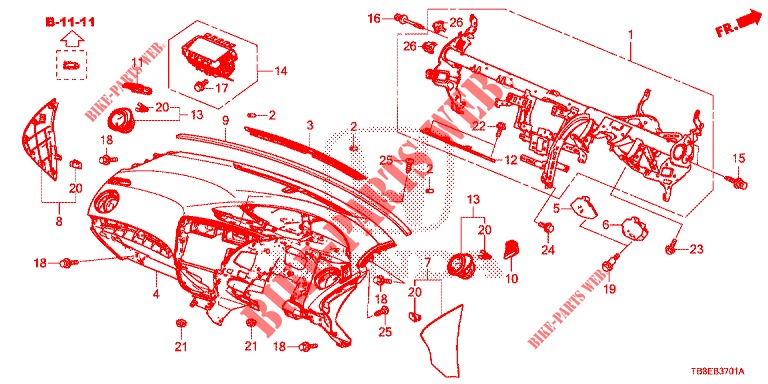INSTRUMENT PANEL UPPER (RH) for Honda CIVIC TOURER DIESEL 1.6 SE 5 Doors 6 speed manual 2015