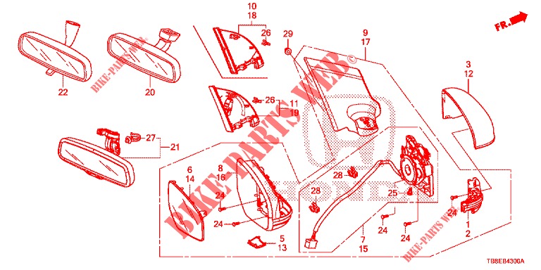 MIRROR/SUNVISOR  for Honda CIVIC TOURER DIESEL 1.6 SE 5 Doors 6 speed manual 2015