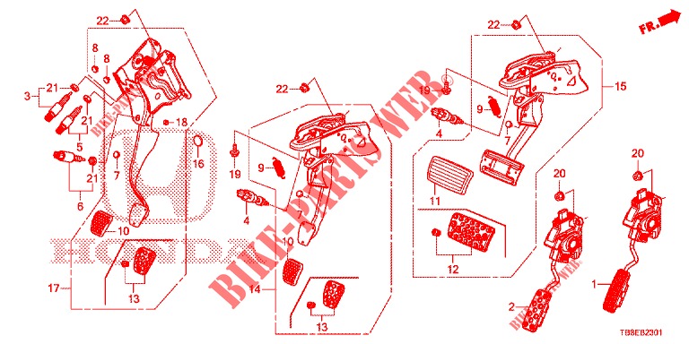 PEDAL (RH) for Honda CIVIC TOURER DIESEL 1.6 SE 5 Doors 6 speed manual 2015