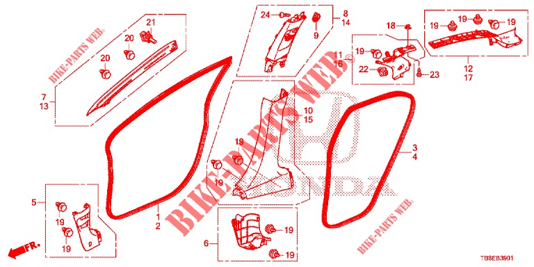 PILLAR GARNISH (RH) for Honda CIVIC TOURER DIESEL 1.6 SE 5 Doors 6 speed manual 2015