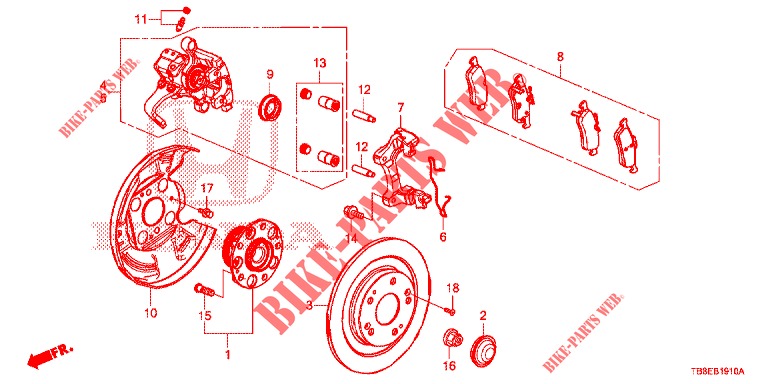REAR BRAKE DRUM  for Honda CIVIC TOURER DIESEL 1.6 SE 5 Doors 6 speed manual 2015