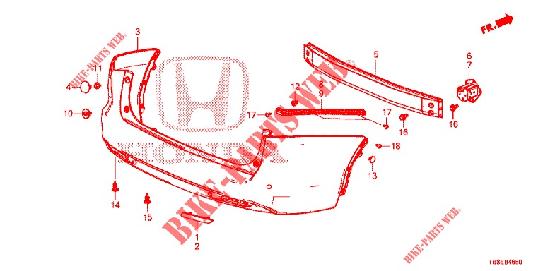 REAR BUMPER  for Honda CIVIC TOURER DIESEL 1.6 SE 5 Doors 6 speed manual 2015