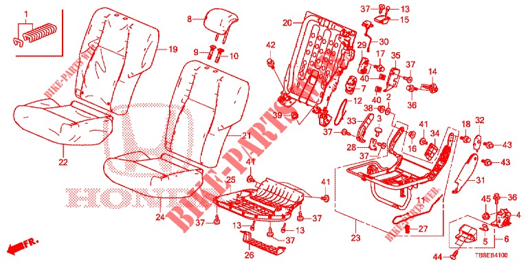 REAR SEAT/SEATBELT (G.) for Honda CIVIC TOURER DIESEL 1.6 SE 5 Doors 6 speed manual 2015