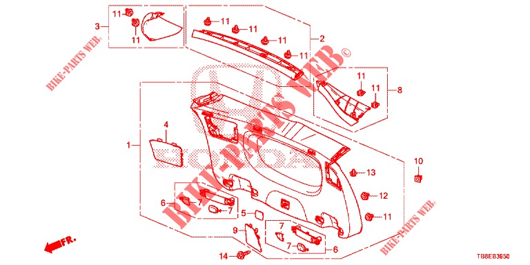 TAILGATE LINING/ REAR PANEL LINING (2D)  for Honda CIVIC TOURER DIESEL 1.6 SE 5 Doors 6 speed manual 2015