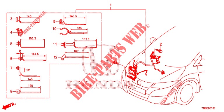 WIRE HARNESS (4) (RH) for Honda CIVIC TOURER DIESEL 1.6 SE 5 Doors 6 speed manual 2015