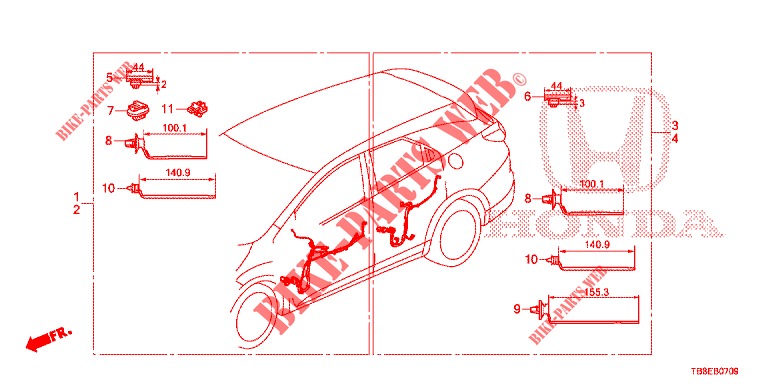 WIRE HARNESS (5) (RH) for Honda CIVIC TOURER DIESEL 1.6 SE 5 Doors 6 speed manual 2015