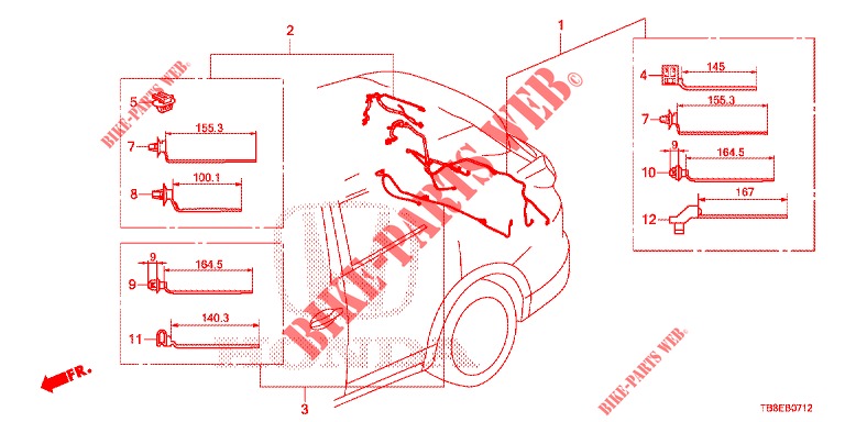 WIRE HARNESS (7) for Honda CIVIC TOURER DIESEL 1.6 SE 5 Doors 6 speed manual 2015