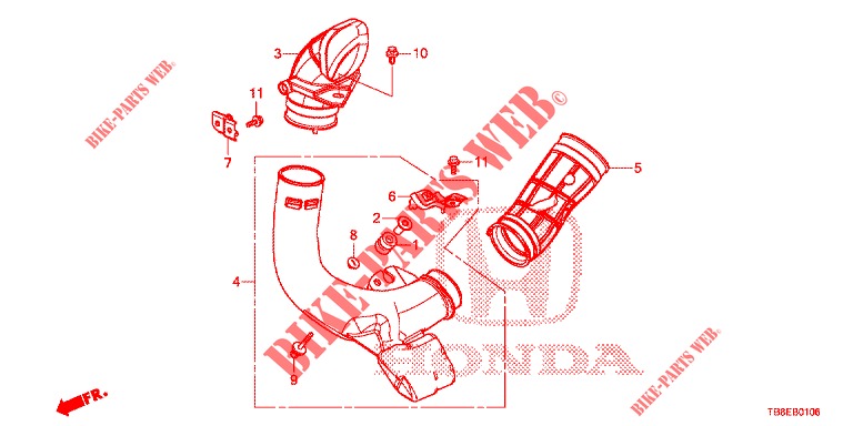 AIR INTAKE TUBE (DIESEL) for Honda CIVIC TOURER DIESEL 1.6 ES 5 Doors 6 speed manual 2016
