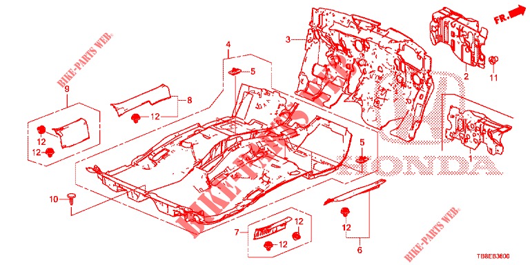 FLOOR MAT/INSULATOR  for Honda CIVIC TOURER DIESEL 1.6 ES 5 Doors 6 speed manual 2016