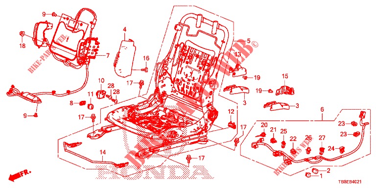 FRONT SEAT COMPONENTS (D.) (2) for Honda CIVIC TOURER DIESEL 1.6 ES 5 Doors 6 speed manual 2016
