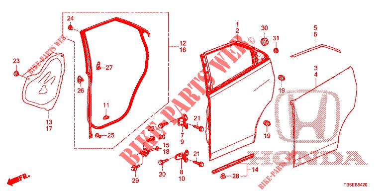 REAR DOOR PANELS (4D)  for Honda CIVIC TOURER DIESEL 1.6 ES 5 Doors 6 speed manual 2016