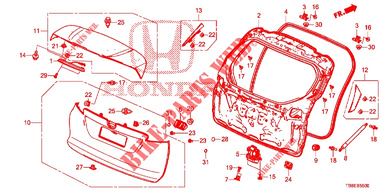 TAILGATE PANEL (2D)  for Honda CIVIC TOURER DIESEL 1.6 ES 5 Doors 6 speed manual 2016