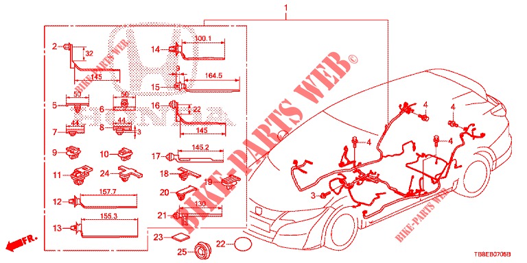 WIRE HARNESS (3) (RH) for Honda CIVIC TOURER DIESEL 1.6 ES 5 Doors 6 speed manual 2016