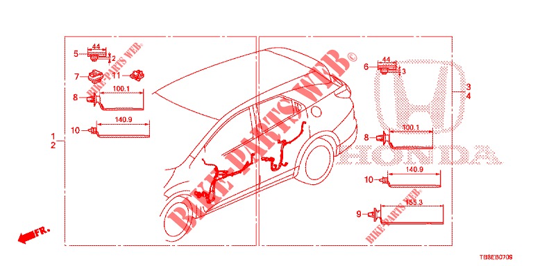 WIRE HARNESS (5) (RH) for Honda CIVIC TOURER DIESEL 1.6 ES 5 Doors 6 speed manual 2016