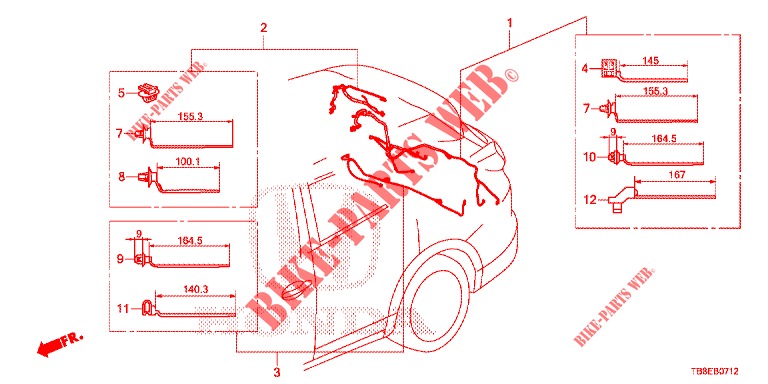 WIRE HARNESS (7) for Honda CIVIC TOURER DIESEL 1.6 ES 5 Doors 6 speed manual 2016