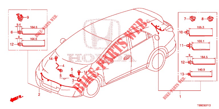 WIRE HARNESS (8) for Honda CIVIC TOURER DIESEL 1.6 ES 5 Doors 6 speed manual 2016
