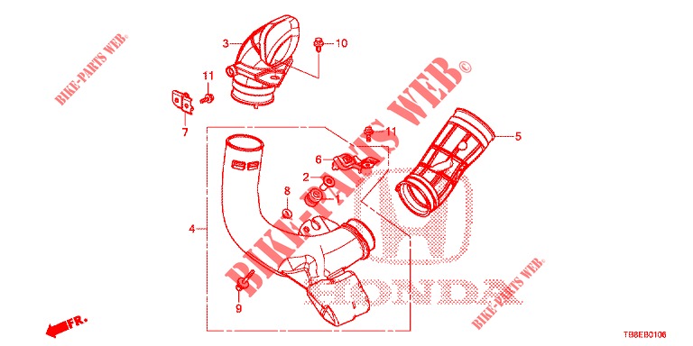 AIR INTAKE TUBE (DIESEL) for Honda CIVIC TOURER DIESEL 1.6 EX 5 Doors 6 speed manual 2016