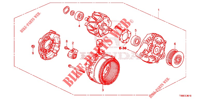 ALTERNATOR (DIESEL) (DENSO) for Honda CIVIC TOURER DIESEL 1.6 EX 5 Doors 6 speed manual 2016