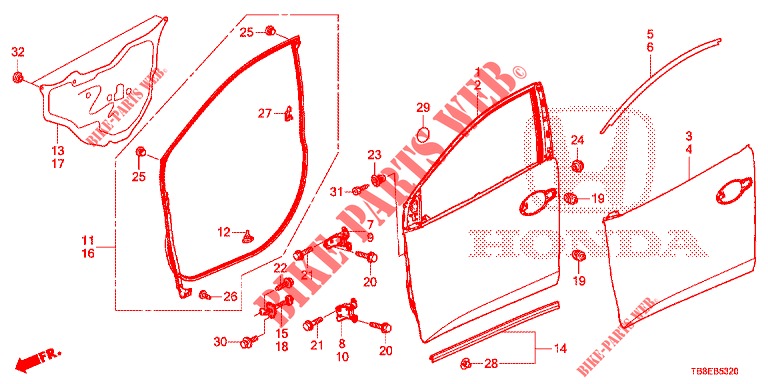 FRONT DOOR PANELS (2D)  for Honda CIVIC TOURER DIESEL 1.6 EX 5 Doors 6 speed manual 2016