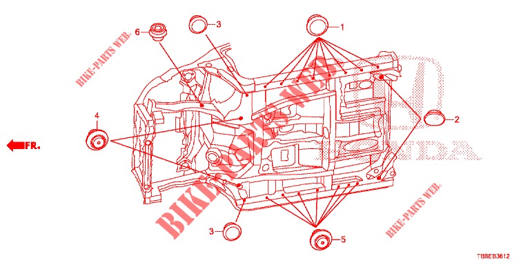 GROMMET (INFERIEUR) for Honda CIVIC TOURER DIESEL 1.6 EX 5 Doors 6 speed manual 2016