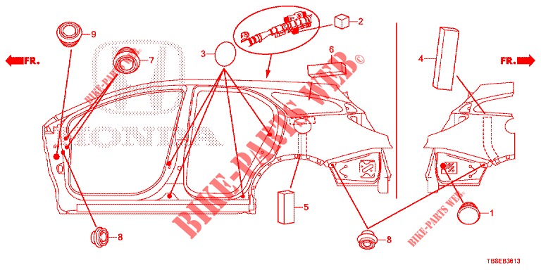 GROMMET (LATERAL) for Honda CIVIC TOURER DIESEL 1.6 EX 5 Doors 6 speed manual 2016