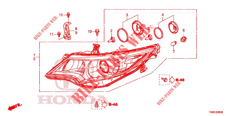 HEADLIGHT  for Honda CIVIC TOURER DIESEL 1.6 EX 5 Doors 6 speed manual 2016